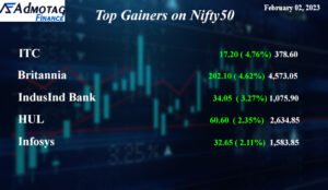 Top Gainers on Nifty 50 on February 02, 2023.